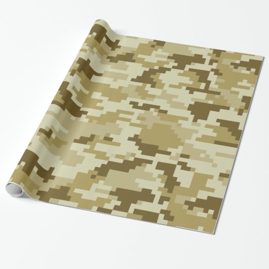 8-bits Pixel Digital Desert Camouflage / Camo Cadeaupapier (Uitgerold)
