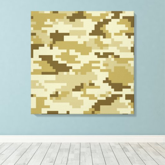 8-bits Pixel Digital Desert Camouflage / Camo Canvas Afdruk (Insitu (Houten vloer))