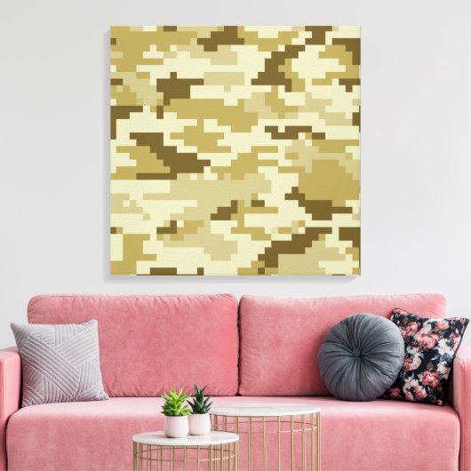 8-bits Pixel Digital Desert Camouflage / Camo Canvas Afdruk (Insitu (Woonkamer))