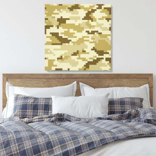 8-bits Pixel Digital Desert Camouflage / Camo Canvas Afdruk (Insitu (Slaapkamer))
