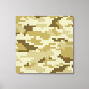 8-bits Pixel Digital Desert Camouflage / Camo Canvas Afdruk