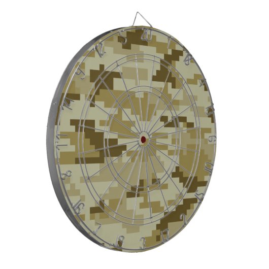 8-bits Pixel Digital Desert Camouflage / Camo Dartbord (Voorkant Links)