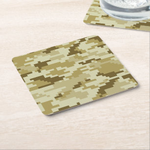 8-bits Pixel Digital Desert Camouflage / Camo Kartonnen Onderzetters