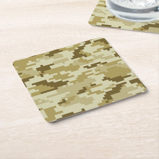 8-bits Pixel Digital Desert Camouflage / Camo Kartonnen Onderzetters (Schuin)