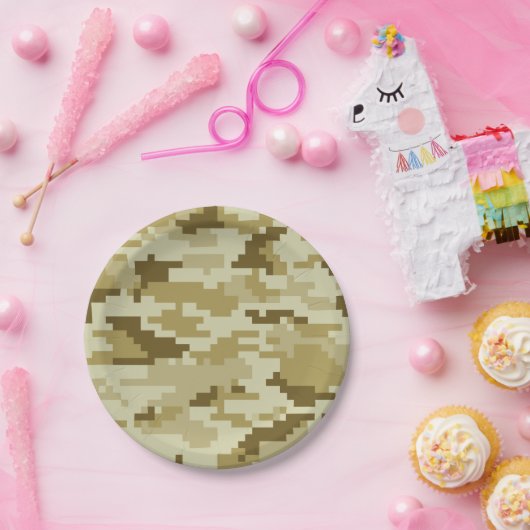 8-bits Pixel Digital Desert Camouflage / Camo Papieren Bordje (Feest)