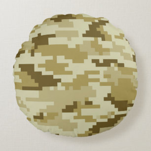 8-bits Pixel Digital Desert Camouflage / Camo Rond Kussen