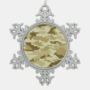 8-bits Pixel Digital Desert Camouflage / Camo Tin Sneeuwvlok Ornament