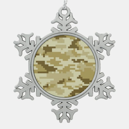 8-bits Pixel Digital Desert Camouflage / Camo Tin Sneeuwvlok Ornament (Voorkant)