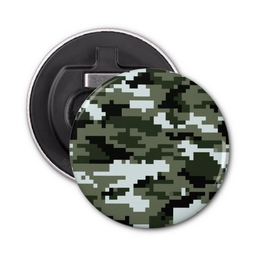 8-bits Pixel Digital Urban Camouflage / Camo Button Flesopener (Voorkant)