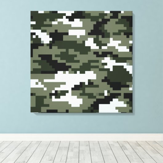 8-bits Pixel Digital Urban Camouflage / Camo Canvas Afdruk (Insitu (Houten vloer))
