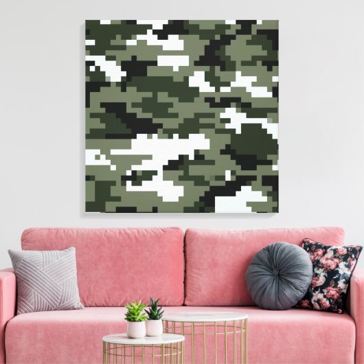 8-bits Pixel Digital Urban Camouflage / Camo Canvas Afdruk (Insitu (Woonkamer))