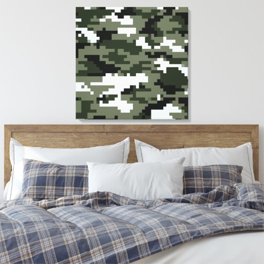 8-bits Pixel Digital Urban Camouflage / Camo Canvas Afdruk (Insitu (Slaapkamer))