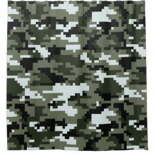 8-bits Pixel Digital Urban Camouflage / Camo Douchegordijn