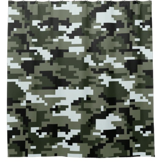 8-bits Pixel Digital Urban Camouflage / Camo Douchegordijn (Voorkant)