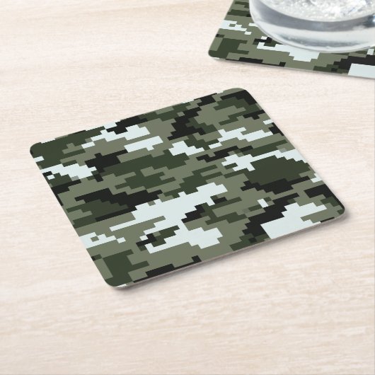 8-bits Pixel Digital Urban Camouflage / Camo Kartonnen Onderzetters (Schuin)
