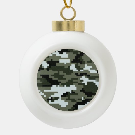 8-bits Pixel Digital Urban Camouflage / Camo Keramische Bal Ornament (Voorkant)