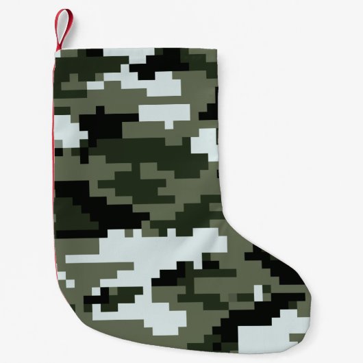 8-bits Pixel Digital Urban Camouflage / Camo Kleine Kerstsok (Voorkant)
