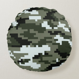 8-bits Pixel Digital Urban Camouflage / Camo Rond Kussen