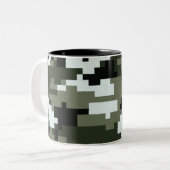 8-bits Pixel Digital Urban Camouflage / Camo Tweekleurige Koffiemok (Voorkant links)