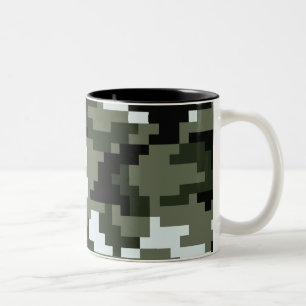8-bits Pixel Digital Urban Camouflage / Camo Tweekleurige Koffiemok