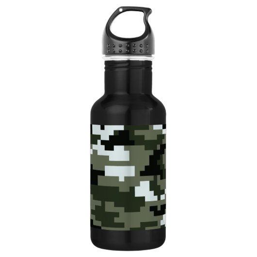 8-bits Pixel Digital Urban Camouflage / Camo Waterfles (Voorkant)