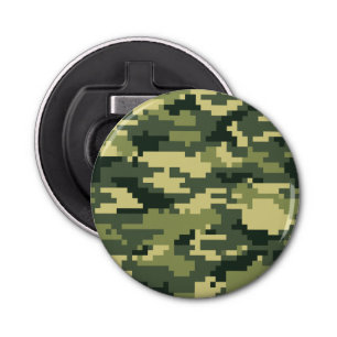8-bits Pixel Digital Woodland Camouflage / Camo Button Flesopener