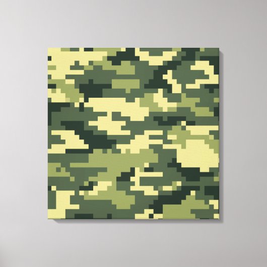 8-bits Pixel Digital Woodland Camouflage / Camo Canvas Afdruk (Voorkant)