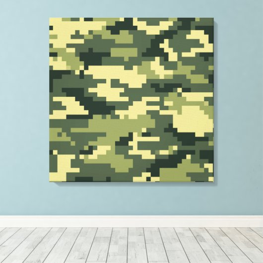 8-bits Pixel Digital Woodland Camouflage / Camo Canvas Afdruk (Insitu (Houten vloer))