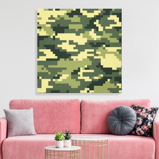 8-bits Pixel Digital Woodland Camouflage / Camo Canvas Afdruk (Insitu (Woonkamer))