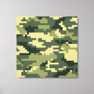 8-bits Pixel Digital Woodland Camouflage / Camo Canvas Afdruk