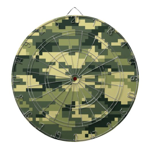 8-bits Pixel Digital Woodland Camouflage / Camo Dartbord (Voorkant)