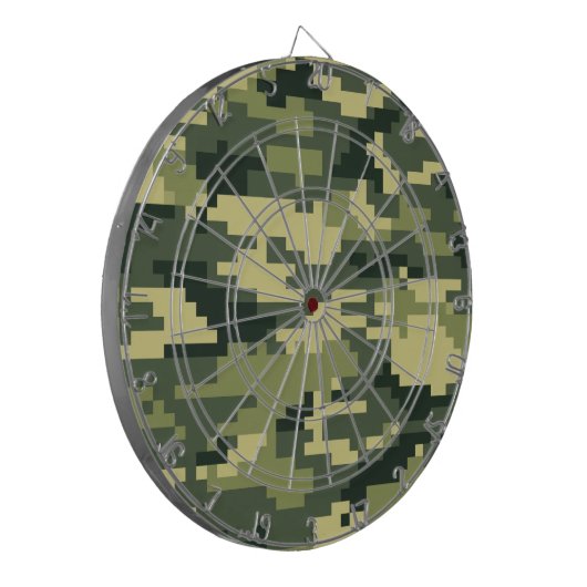 8-bits Pixel Digital Woodland Camouflage / Camo Dartbord (Voorkant Links)