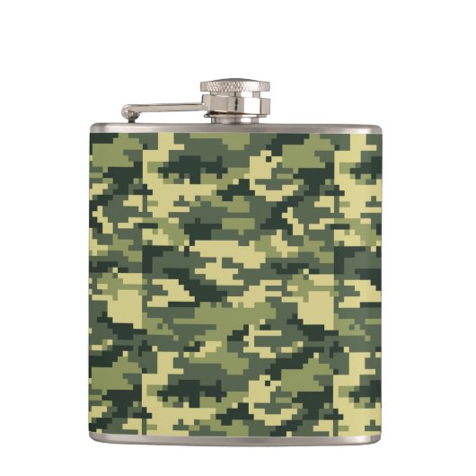 8-bits Pixel Digital Woodland Camouflage / Camo Heupfles (Voorkant)