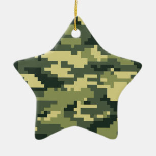 8-bits Pixel Digital Woodland Camouflage / Camo Keramisch Ornament