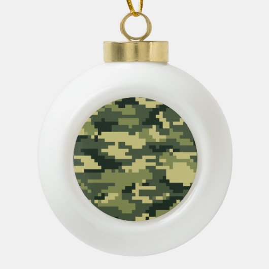 8-bits Pixel Digital Woodland Camouflage / Camo Keramische Bal Ornament (Voorkant)