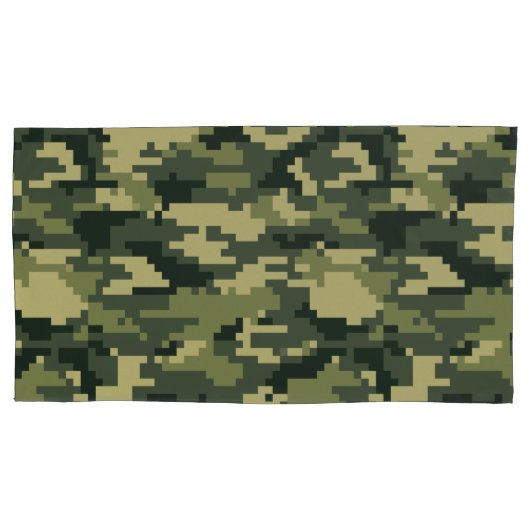 8-bits Pixel Digital Woodland Camouflage / Camo Kussensloop (Voorkant-Links)