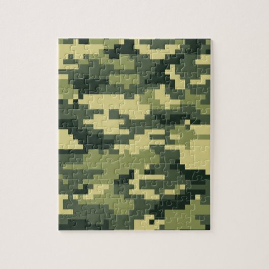 8-bits Pixel Digital Woodland Camouflage / Camo Legpuzzel (Verticaal)
