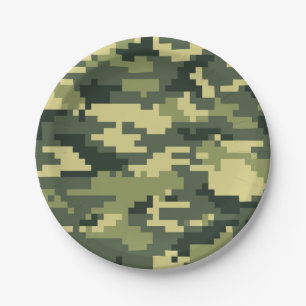 8-bits Pixel Digital Woodland Camouflage / Camo Papieren Bordje