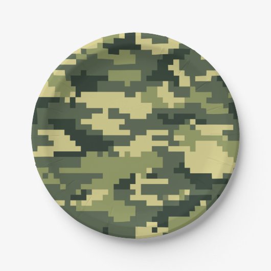 8-bits Pixel Digital Woodland Camouflage / Camo Papieren Bordje (Voorkant)