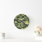 8-bits Pixel Digital Woodland Camouflage / Camo Ronde Klok (Huis)