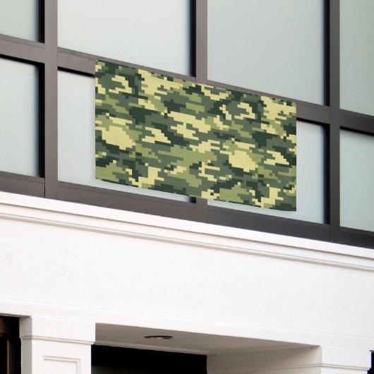 8-bits Pixel Digital Woodland Camouflage / Camo Spandoek (Buitenkant Gebouw)