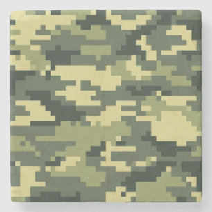 8-bits Pixel Digital Woodland Camouflage / Camo Stenen Onderzetter