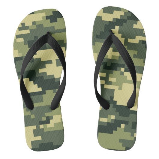 8-bits Pixel Digital Woodland Camouflage / Camo Teenslippers (Voetbed)