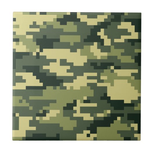 8-bits Pixel Digital Woodland Camouflage / Camo Tegeltje (Voorkant)