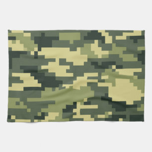 8-bits Pixel Digital Woodland Camouflage / Camo Theedoek