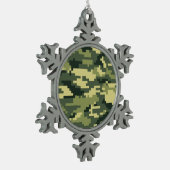 8-bits Pixel Digital Woodland Camouflage / Camo Tin Sneeuwvlok Ornament (Links)