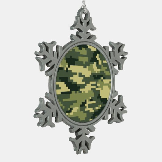 8-bits Pixel Digital Woodland Camouflage / Camo Tin Sneeuwvlok Ornament (Links)