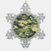 8-bits Pixel Digital Woodland Camouflage / Camo Tin Sneeuwvlok Ornament (Voorkant)