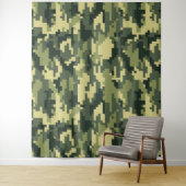 8-bits Pixel Digital Woodland Camouflage / Camo Wandkleed (In situ)