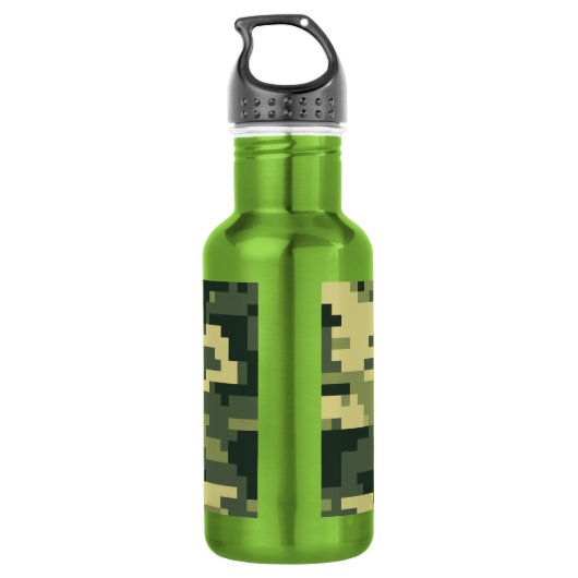 8-bits Pixel Digital Woodland Camouflage / Camo Waterfles (Achterkant)
